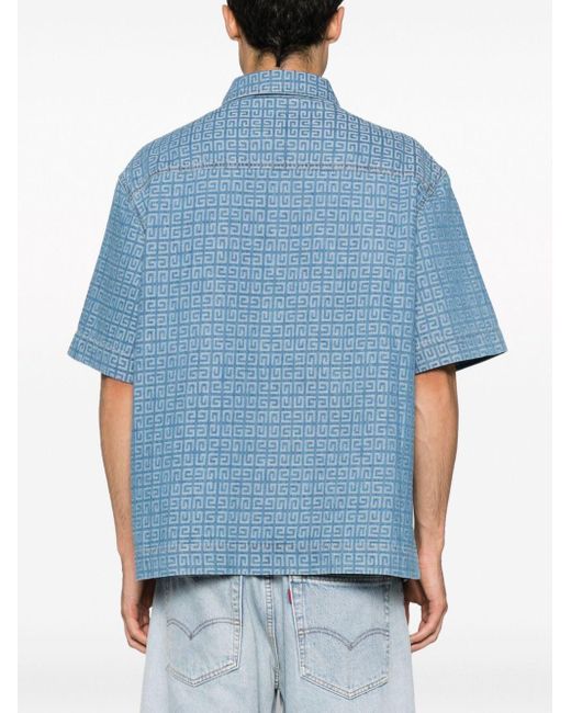 Camicia denim a maniche corte di Givenchy in Blue da Uomo