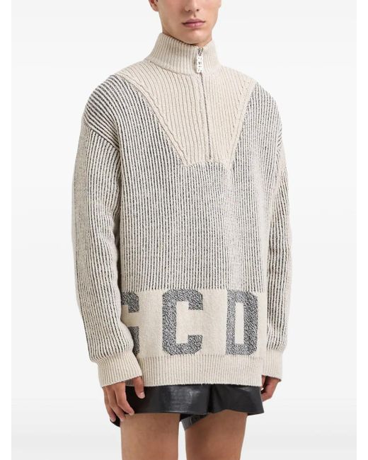 Gcds Half Zip Trui in het White