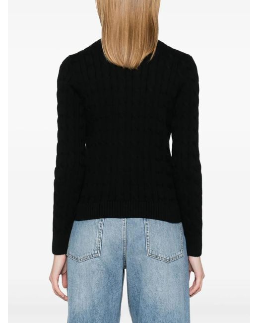 Cardigan À Logo Brodé Ralph Lauren en coloris Black