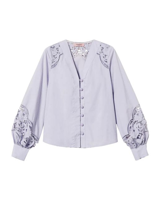 Twinset Purple Broderie-Anglaise Shirt