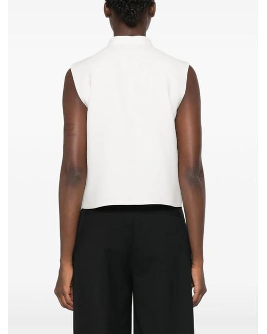Giorgio Armani White Bow-Detail Sleeveless Shirt
