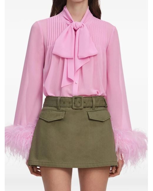 Self-Portrait Green Belted Pocket-Detail Skirt