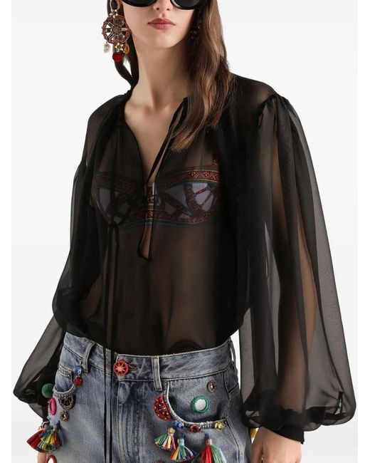 Dolce & Gabbana Black Silk Chiffon Top