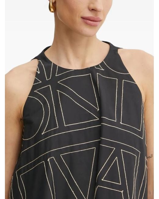 Liviana Conti Blue Geometric-Print Sleeveless Midi Dress