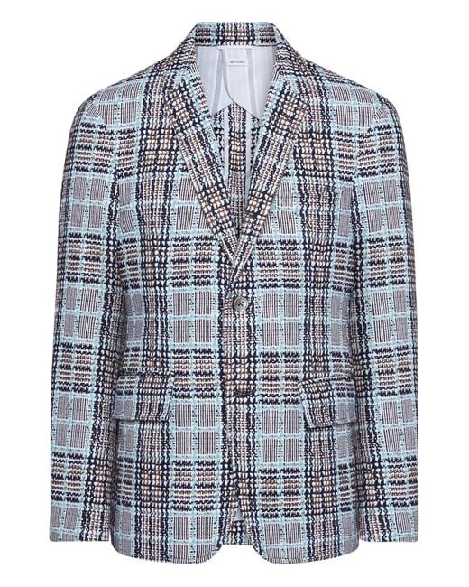 Thom Browne Blue Plaid-Patterned Blazer for men