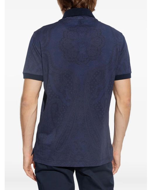 Etro Blue Patterned Polo for men