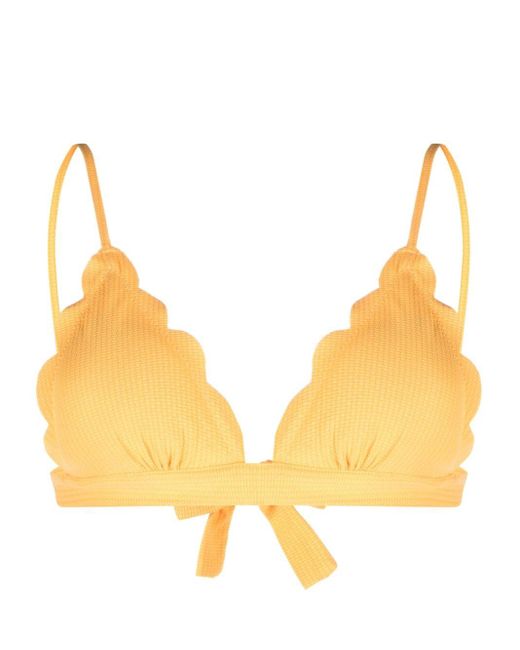 Marysia Swim Yellow Santa Clara Scallop-hem Bikini Top