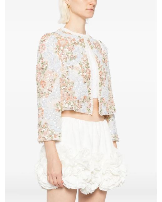 Needle & Thread White Baroque-Floral Jacket
