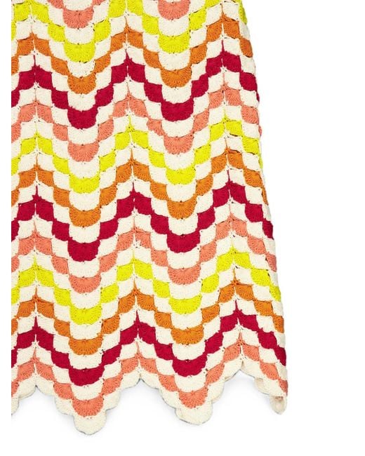 Escvdo White Abanico Crochet Safi Skirt