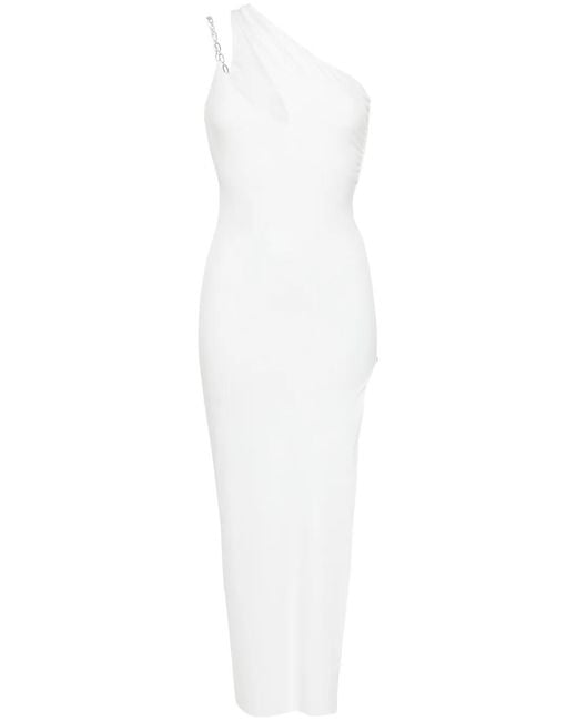 Nissa White One-Shoulder Crepe Gown