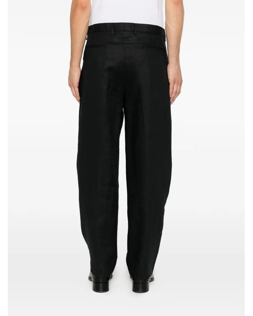 MARSĒM Black Pleated-Front Tailored Trousers for men