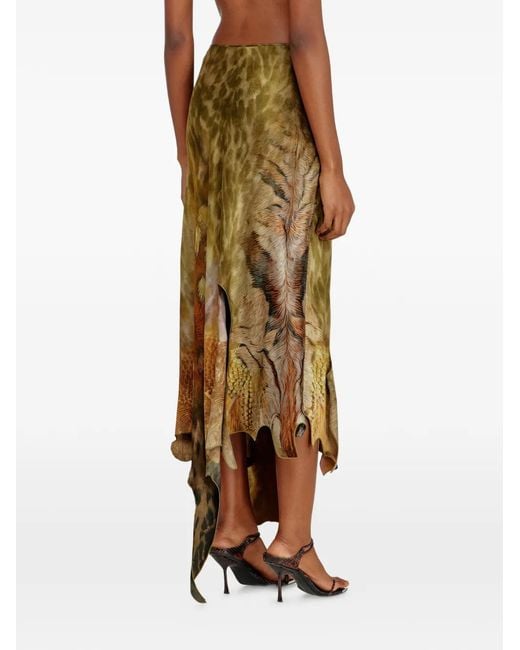 DIESEL Natural Asymmetrical Midi Skirt With Nature-Inspired Print