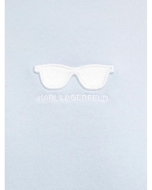 Karl Lagerfeld Blue T-Shirt mit Sonnenbrillen-Stickerei