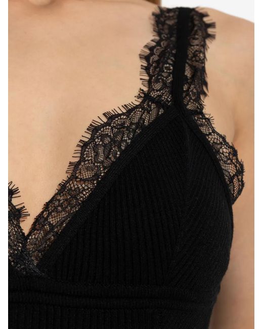 Blumarine レーストリム トップ Black