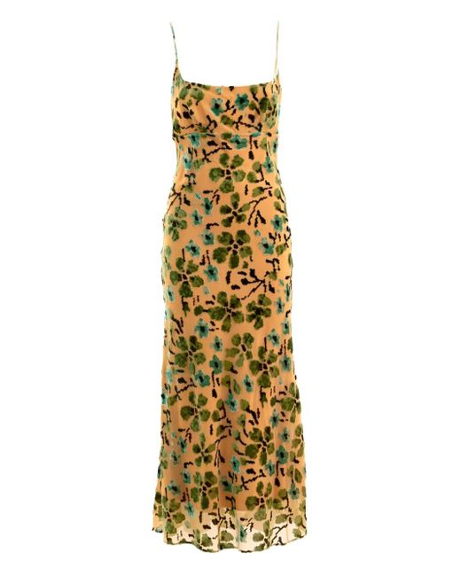 Staud Midi-Jurk Met Bloemenprint in het Metallic