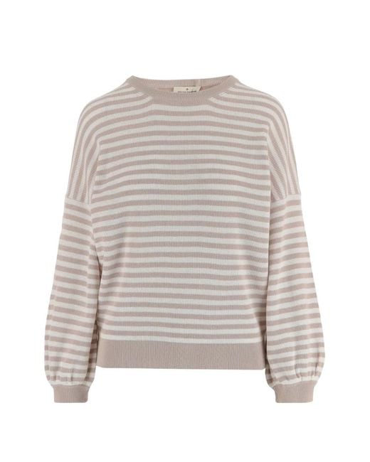 Bruno Manetti White Striped Round-Neck Top
