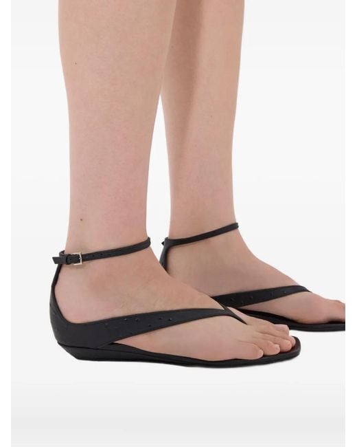 Loulou de Saison Metallic Niham Textured Ankle-Strap Sandals
