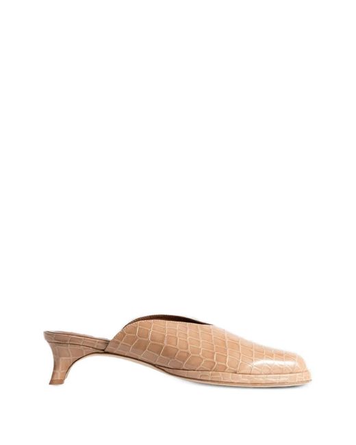 By Far Pink Babylady Crocodile-Effect Mules