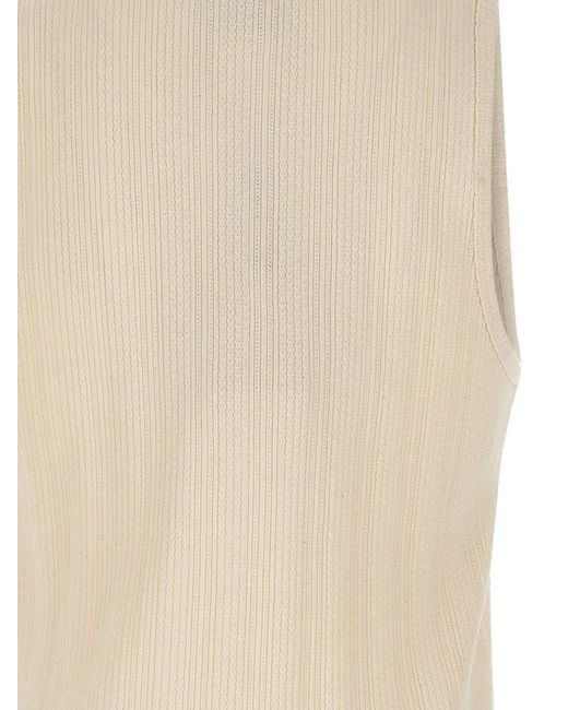 Drole de Monsieur Natural Ribbed Embroidered Top for men