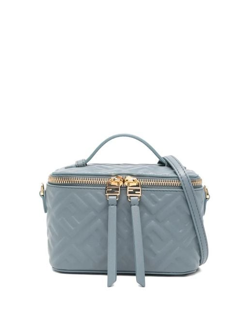 Fendi Blue Vanity Ff-Logo Leather Mini Bag