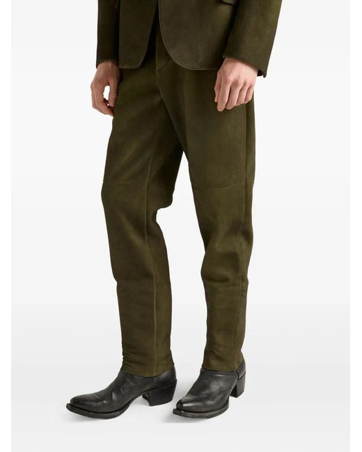 Prada Green Suede Pants for men