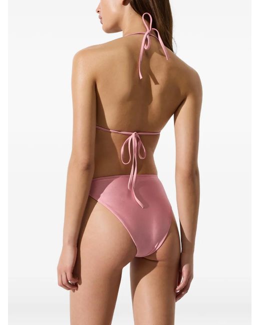 Karl Lagerfeld Pink Logo-Hardware Triangle Bikini