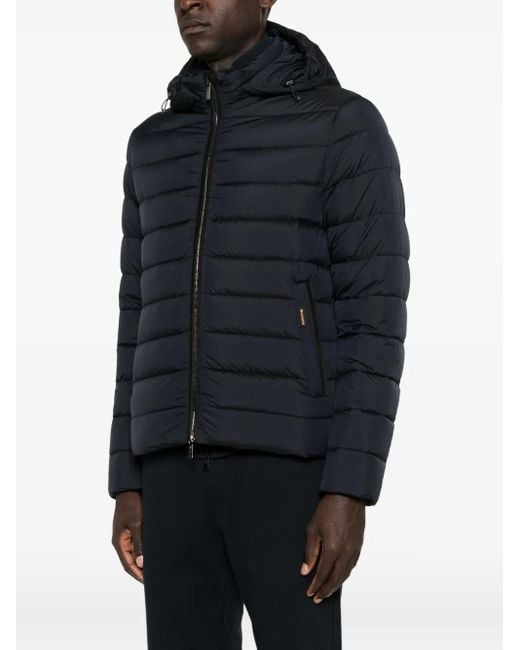 Moorer Black Hooded Quilted Jacket for men