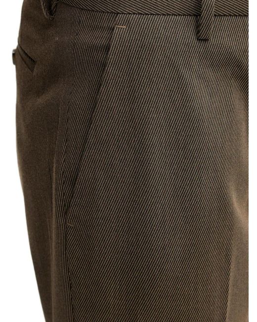 Sisley Gray Micro-Stripe Pressed-Crease Trousers for men