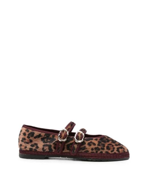 Flabelus Brown Claire Leopard-Print Ballet Flats