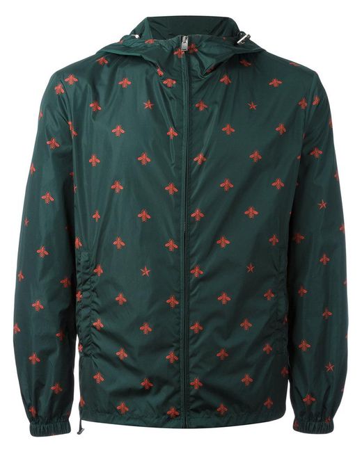 Gucci Green Bee And Star Print Windbreaker for men