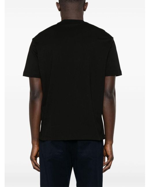 Emporio Armani Black Logo-embroidered Cotton T-shirt for men
