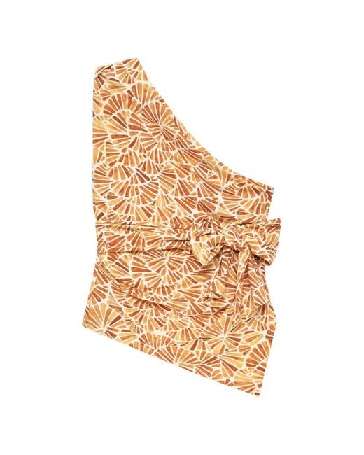 Maliparmi Metallic One-Shoulder Draped Top