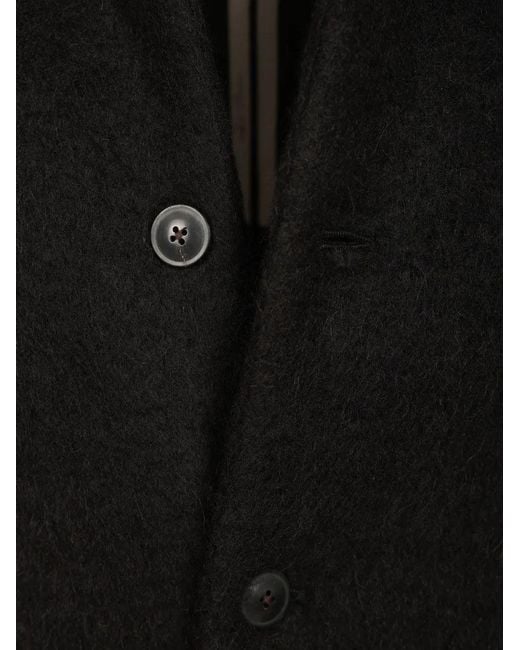 Rick Owens Black Tower Buttoned Brad Coat for men