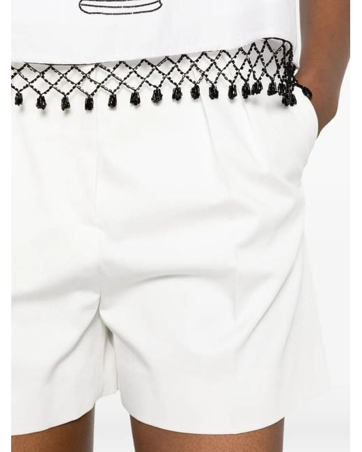 Max Mara White Flared Satin Shorts With High-Cut Waistband