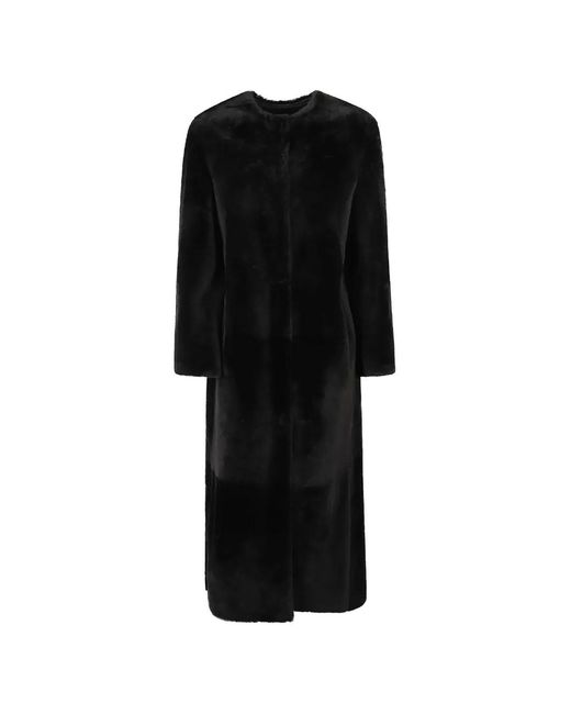 Yves Salomon Black Reversible Leather Coat