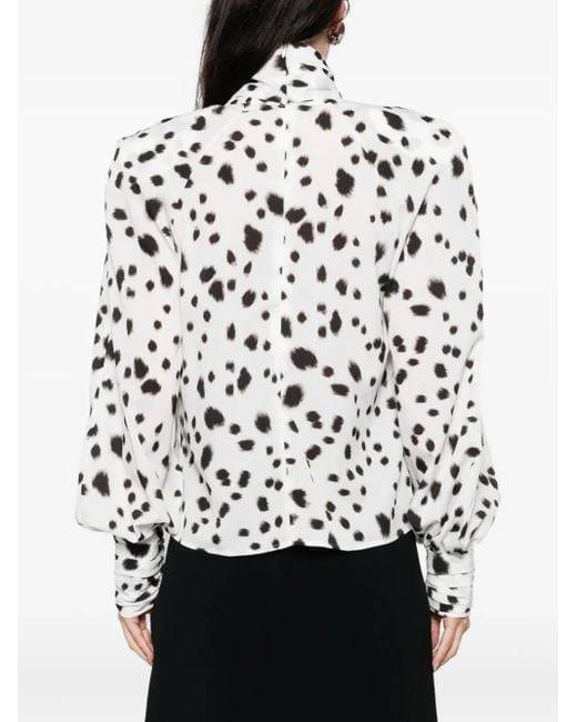 ROWEN ROSE White Dalmatian-Pattern Blouse