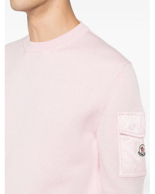 Moncler Pink Logo-Patch Sweater for men
