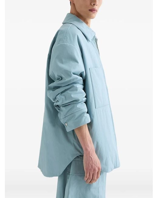 Jil Sander Blue Cotton Poplin Padded Overshirt for men
