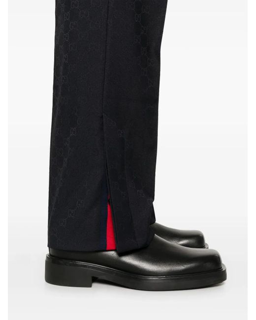 Gucci Blue Jacquard Drawstring Tapered Trousers for men