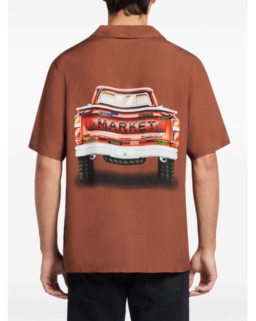 Camisa con estampado gráfico Market de hombre de color Brown