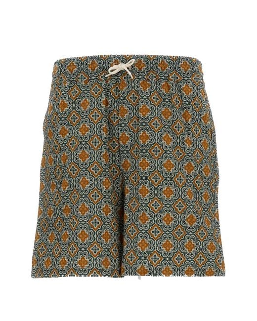 Les Deux Green Drawstring Patterned Shorts for men