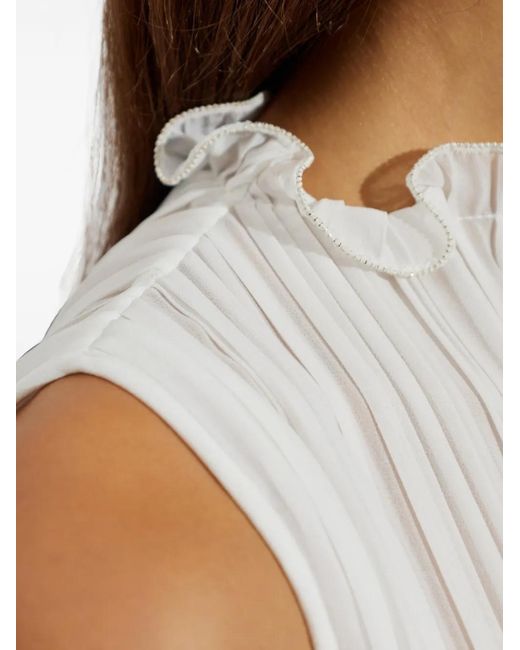 Fabiana Filippi White Ruffled-Collar Pleated Blouse