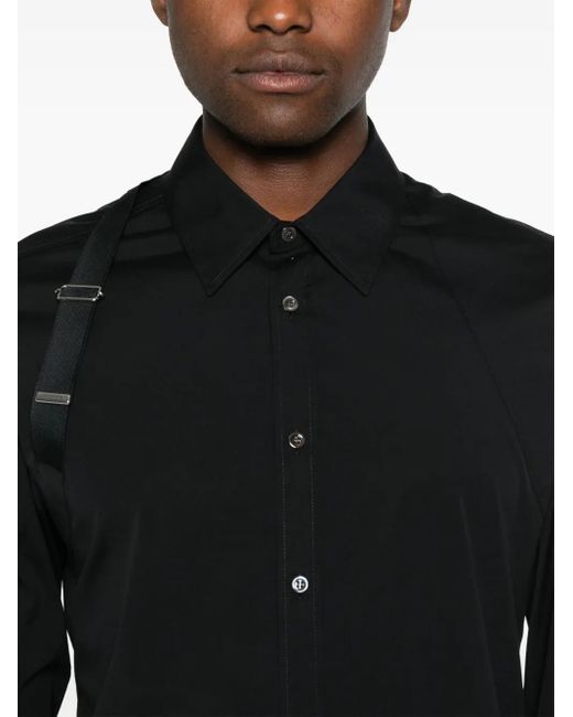McQueen Black 'Harness' Cotton Shirt for men
