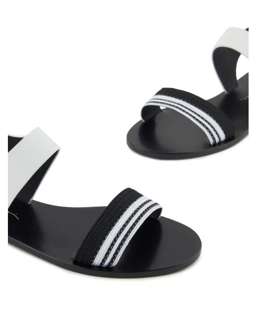 Giorgio Armani White Stripe-Detail Sandals