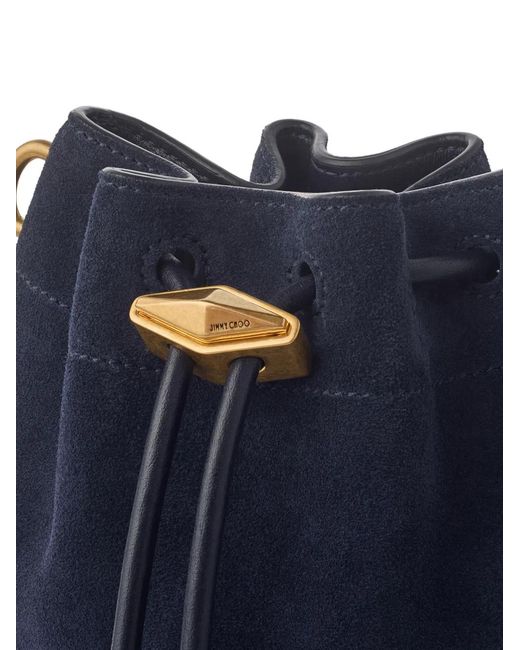 Jimmy Choo Blue Mini Cinch Drawstring Bucket Bag