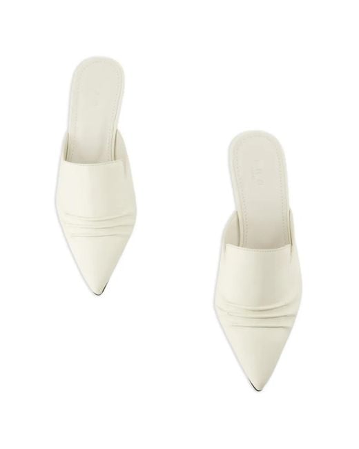 IRO White Pleated Point-Toe Mules