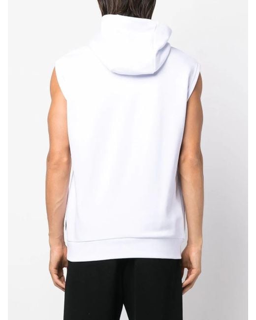 Philipp Plein White Logo-Print Sleeveless Hoodie for men