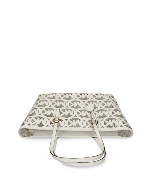 MICHAEL Michael Kors White Logo-Cutout Tote Bag