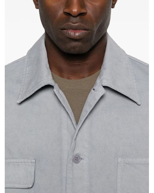 A.P.C. Gray Patch-Pocket Overshirt Jacket for men