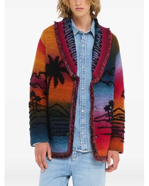 Alanui Red Sunset Stories Cardigan for men
